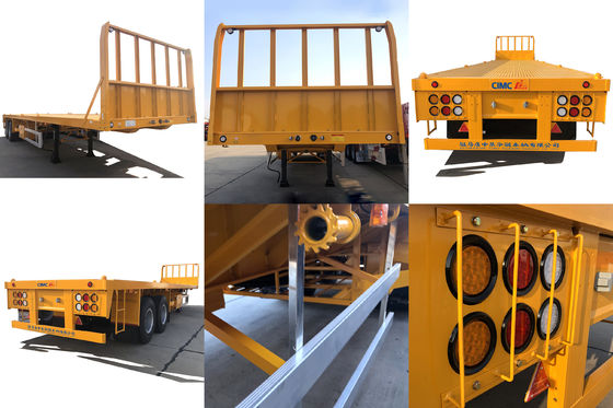 CIMC HUAJUN 3 asse 40ft contenitore piatto semirimorchio con 12 serrature torsione e 12380 * 2500 dimensioni