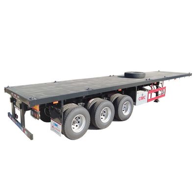 80T Chassis CIMC HUAJUN 20ft 40ft Flatbed Container Trailer con pneumatici 12R22.5