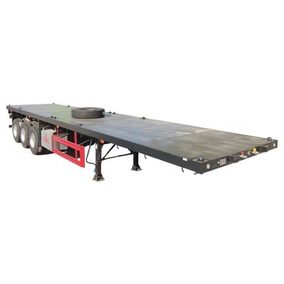 80T Chassis CIMC HUAJUN 20ft 40ft Flatbed Container Trailer con pneumatici 12R22.5