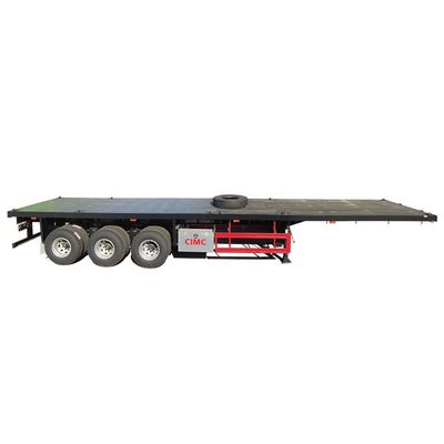 80T Chassis CIMC HUAJUN 20ft 40ft Flatbed Container Trailer con pneumatici 12R22.5