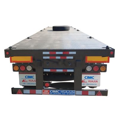 80T Chassis CIMC HUAJUN 20ft 40ft Flatbed Container Trailer con pneumatici 12R22.5
