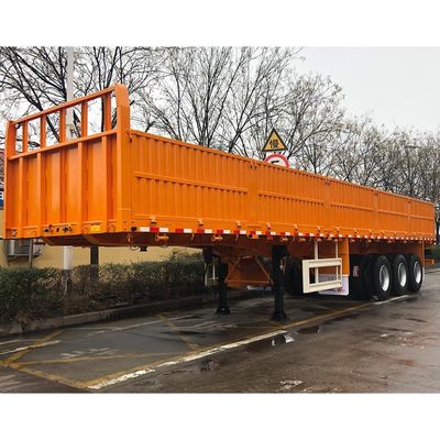 Mercato del Myanmar 3 assi 4 assi semirimorchio da carico piatto con parete laterale e carrello di atterraggio JOST/FUWA 28T