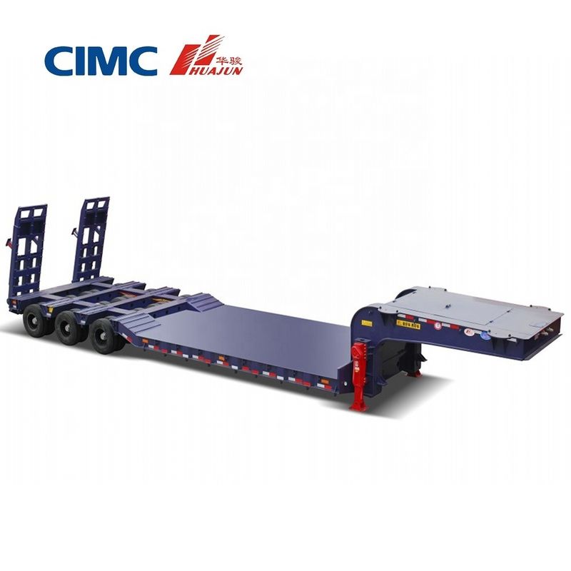 CIMC HUAJUN 60ton Lowboy rimorchio con sospensione meccanica e 17500 * 3000 * 1250mm Dimensioni