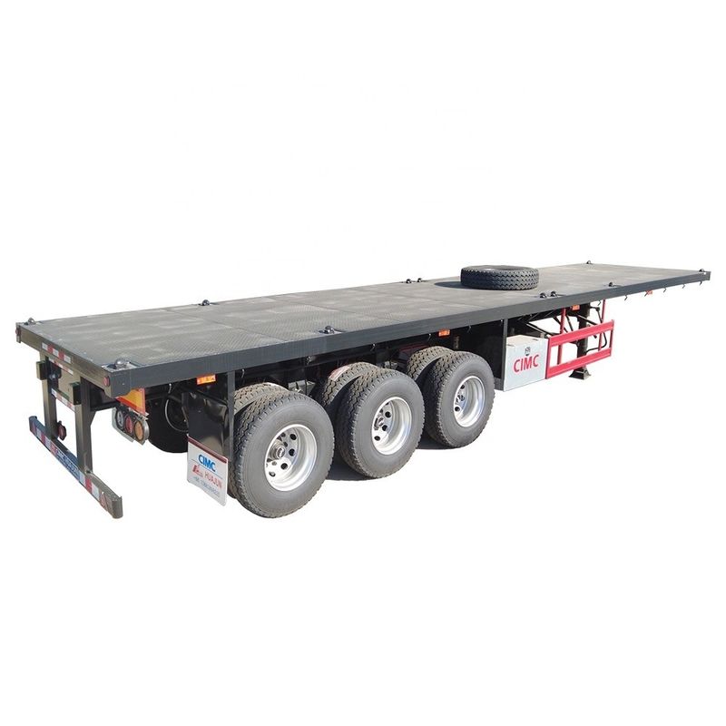 80T Chassis CIMC HUAJUN 20ft 40ft Flatbed Container Trailer con pneumatici 12R22.5