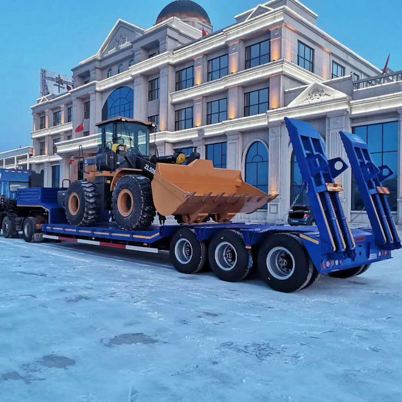 Sospensione meccanica e rampa idraulica 3 assi semirimorchio a letto basso 60T/80T per camion